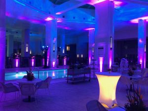 Lighted room with pool